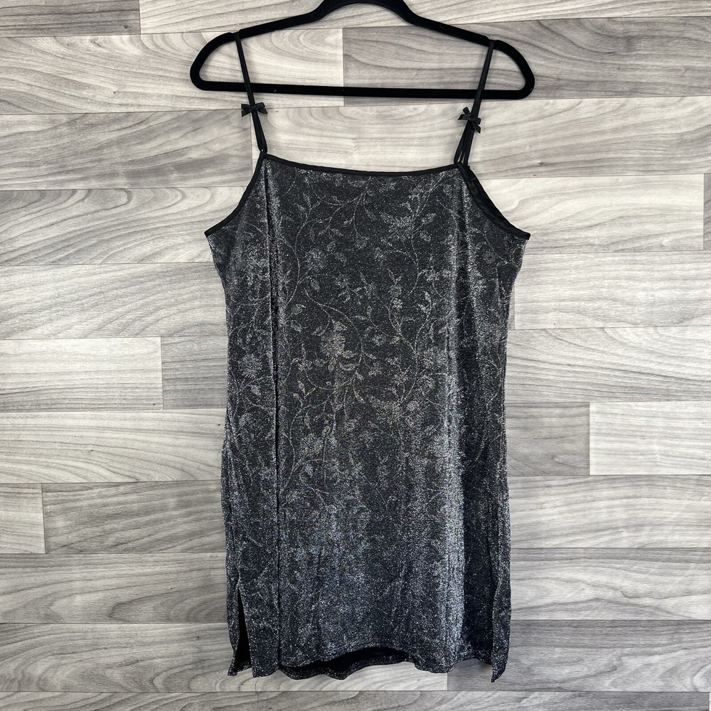 Private Luxuries VTG Nightgown Womens L Black Cami Top Silky Feminine Sheer Sexy